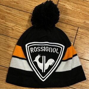 Rossignol Kids' Black, Orange, and White Ski Bum Winter Pom-Pom Beanie O/S NWOT